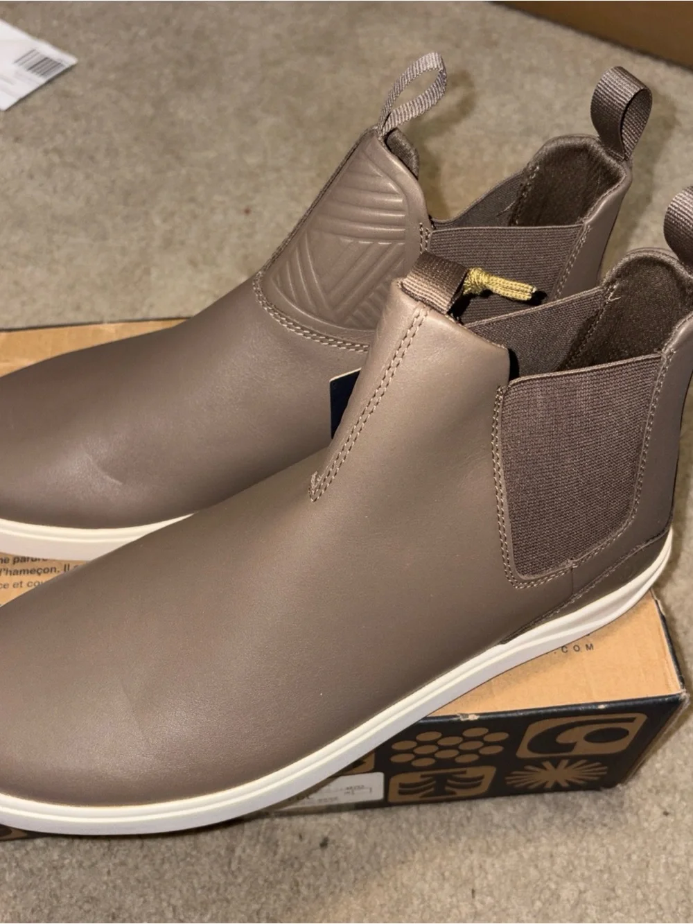 NEW OluKai Lae'ahi Mid Mens Brown Leather Chelsea Boot 10559-1313 Size 12